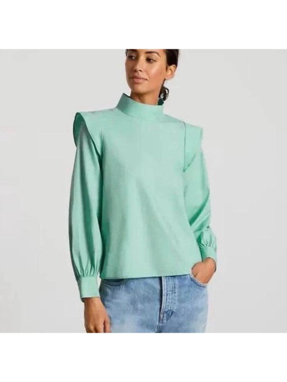 NWT Everlane Women’s The Wing Shoulder Mock Neck Blouse Top size 2